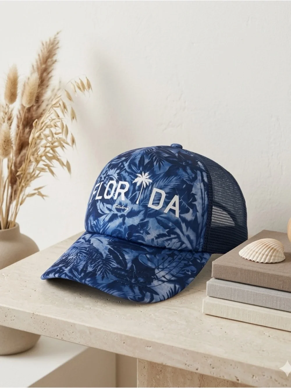 Billabong Florida Blue Palm Trees Trucker Hat Women’s Snapback Cap NWT